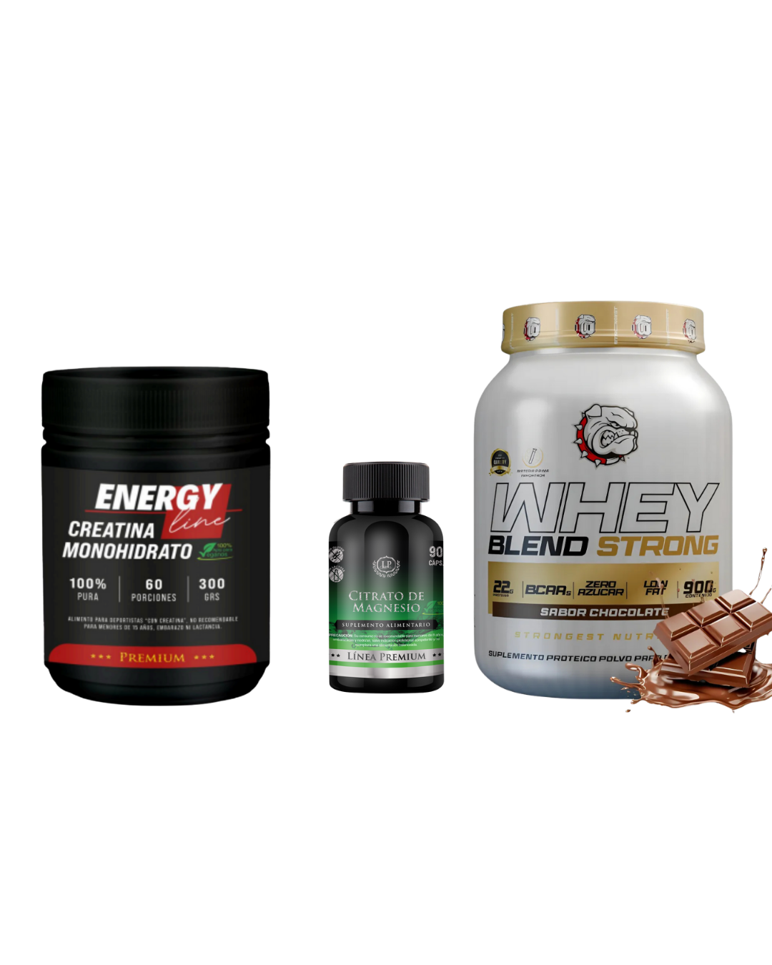 CREATINA 300GR + WHEY BLEND 900GR + CITRATO DE MAGNESIO OBSEQUIO