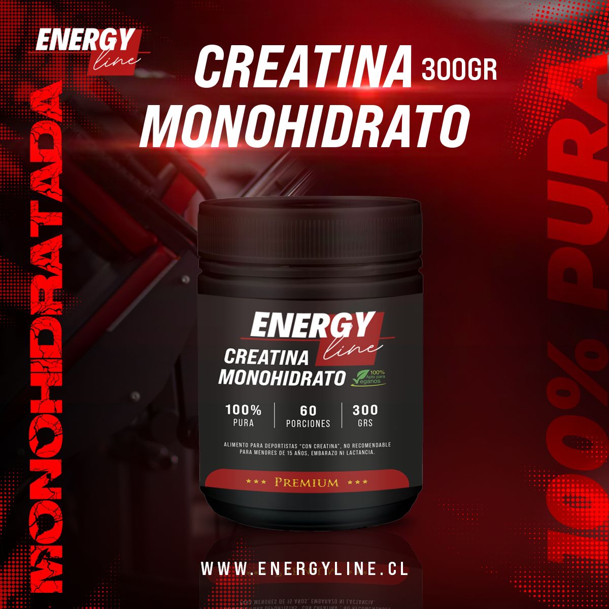 Creatina 300gr Monohidratada Energy Line