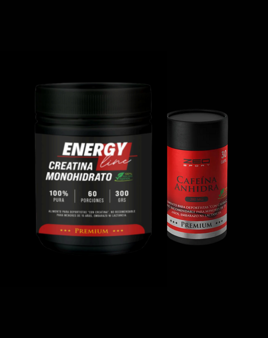 Creatina 300gr Monohidrato, 100% Pura + Cafeína Gratis