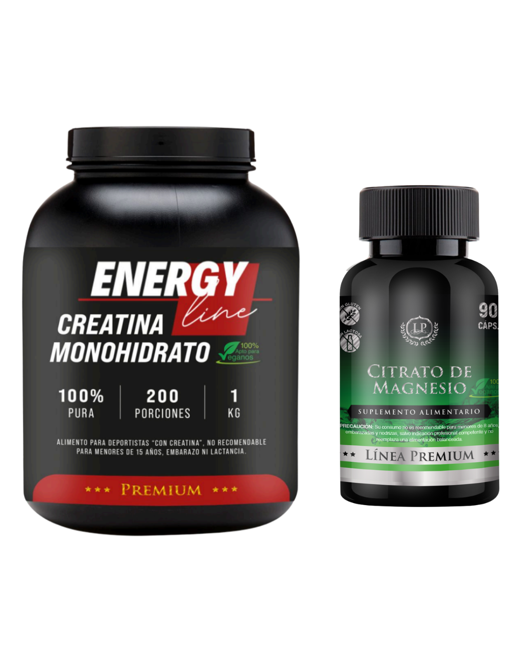 Creatina 1kg Monohidratado + Citrato de Magnesio 90Caps