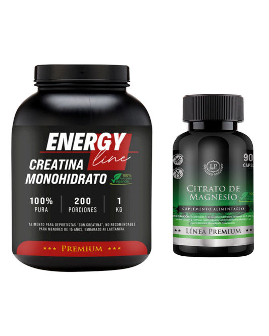 Creatina 1kg Monohidratado + Citrato de Magnesio 90Caps