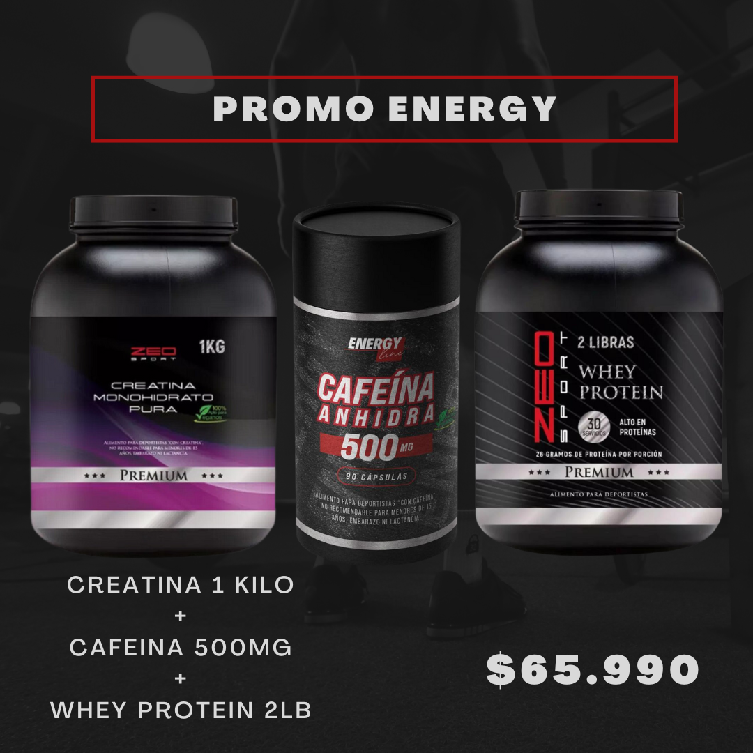 Creatina 1k+ Cafeina 500mg+Whey Protein