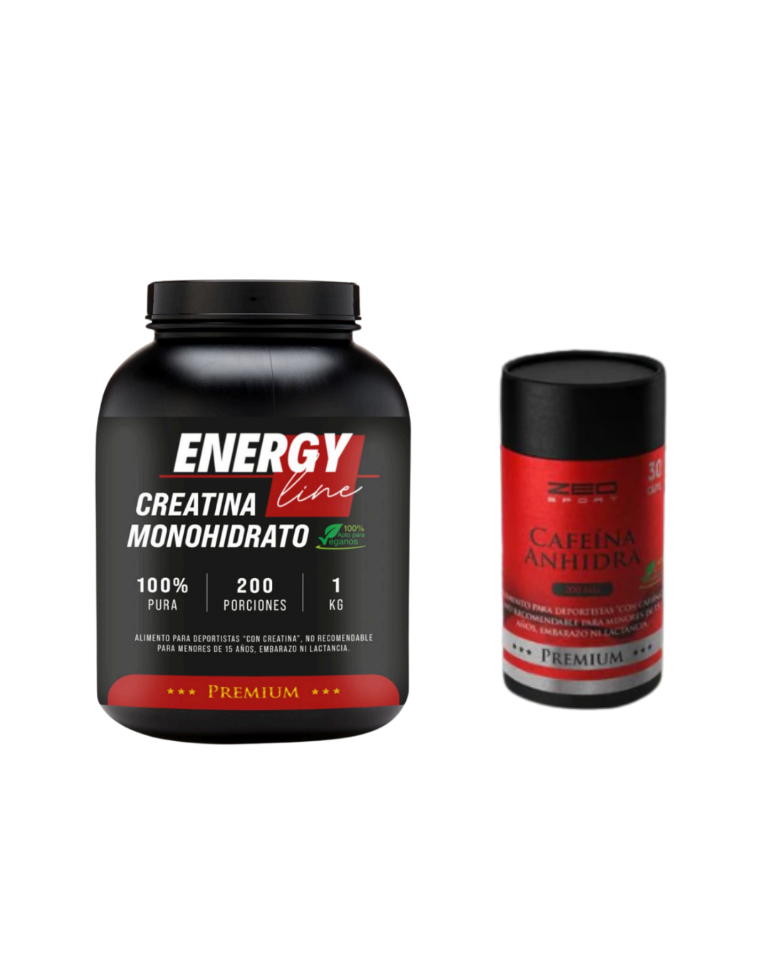 Creatina Monohidratada 1KG. 200 servicios. + Cafeína obsequio 30caps. 200mg