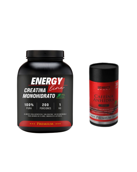 Creatina Monohidratada 1KG. 200 servicios. + Cafeína obsequio 30caps. 200mg