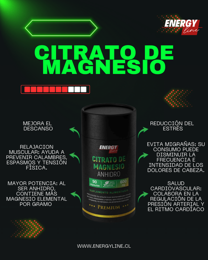 Citrato de Magnesio Anhidro. 90caps